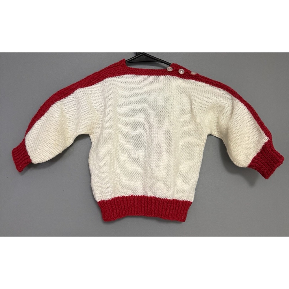 Handmade Beatrix Potter Infant Knit Sweater Red & White 13" W x 13"L - Picture 2 of 8